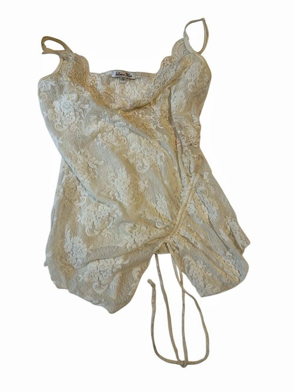 Love Teeze Lace Mini Dress in Cream & Gold Size Small Like New